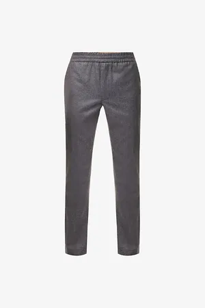 Dunhill Mens Drawstring-Waistband Straight-Leg Regular-Fit Wool and Cashmere-Blend Trousers S