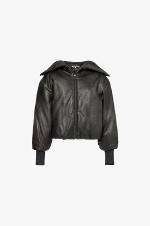 Jaded London Womens High-Neck Padded Relaxed-Fit Faux-Leather Jacket S