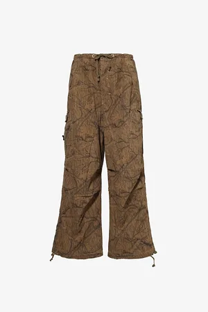 Jaded London Womens Parachute Camouflage Wide-Leg High-Rise Cotton-Poplin Trousers Xs