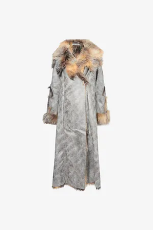 Jaded London Womens Alpha Faux-Fur-Trims Relaxed-Fit Faux-Leather Coat M