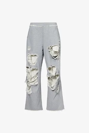 Jaded London Womens Monster Distressed Wide-Leg High-Rise Cotton-Jersey Jogging Bottoms Xs