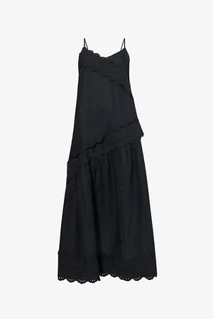 Skall Studio Womens Ines Lace-Trim Linen Maxi Dress 8