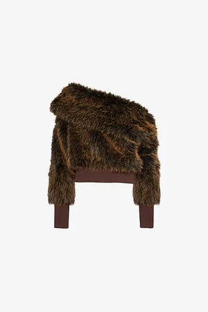 Jaded London Womens 316 Off-Shoulders Faux-Fur Jumper S/M