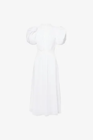 ROTATE Womens Puff-Sleeve High-Neck Recycled-Polyester Woven Midi Dress 8