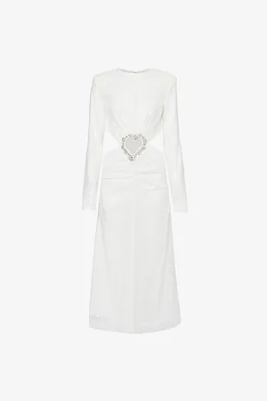 ROTATE Womens Heart Cut-Out Sequinned Midi Dress 10