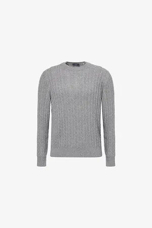 Dunhill Mens Crewneck Cable-Knit Regular-Fit Cashmere Jumper Xl