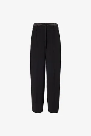 Vince Womens Double-Waistband Straight-Leg Mid-Rise Recycled Polyester-Blend Trousers 10