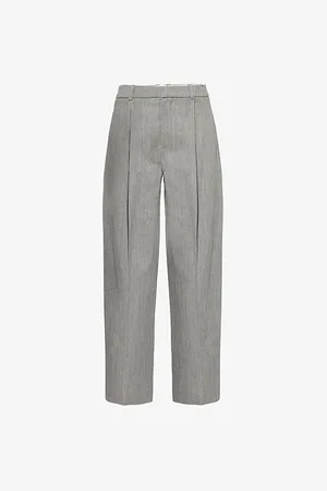Vince Womens Pressed-Creases Straight-Leg Mid-Rise Wool-Blend Trousers 10