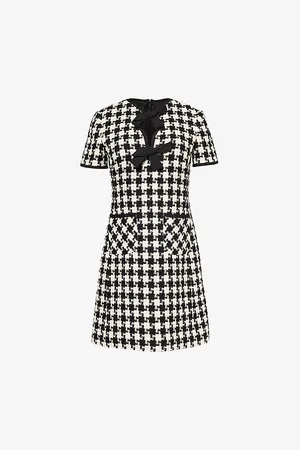 VALENTINO GARAVANI Womens Damier Tweed Knitted Mini Dress 6