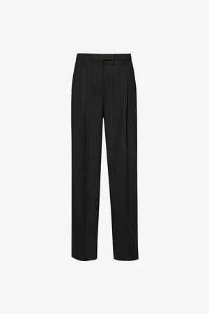 Acne Studios Womens Pingo Pinstripe High-Rise Wide-Leg Wool-Blend Trousers 8