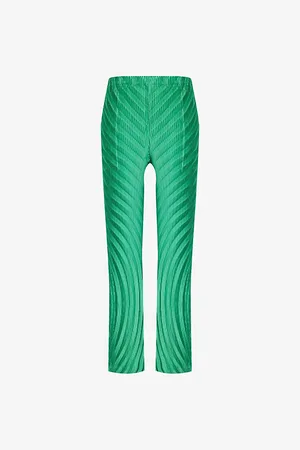 Issey Miyake Womens Nuance Pleats Solid Two-Slip-Pockets Straight-Leg Mis-Rise Knitted Trousers 3