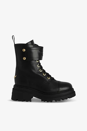 Zadig & Voltaire Womens Joe Chunky-Sole Leather Ankle Boots Eur 37 / 4 Uk Women