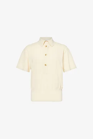 CHRISTOPHER ESBER Womens Straccio Short-Sleeves Woven-Blend Polo Shirt S