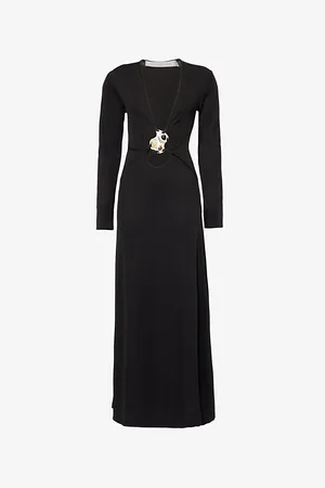 CHRISTOPHER ESBER Womens Trio Stone V-Neck Stretch-Woven Maxi Dress 6