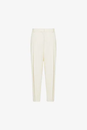 Totême Womens Pleated Two-Slip-Pockets Wide-Leg High-Rise Wool-Blend Trousers 6