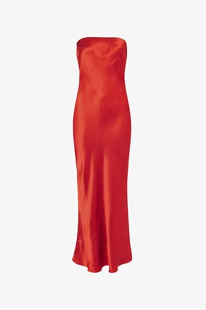 Bec & Bridge Womens Moon Dance Strapless Bias-Cut Satin Maxi Dress 10