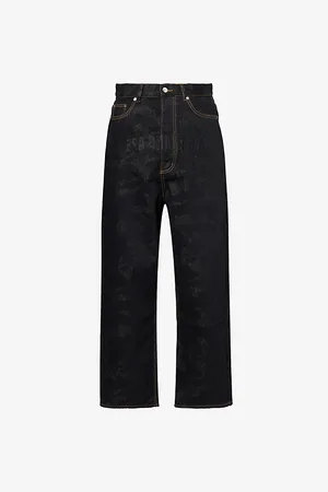 A Bathing Ape Mens Brand-Embroidered Wide-Leg Regular-Fit Denim Jeans S