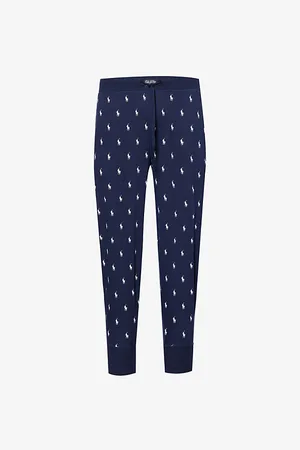 Ralph Lauren Mens Cotton-Jersey All-Over Logo-Print Jogging Bottoms S