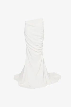 Stella McCartney Womens Ruched Crepe Stretch-Woven Blend Maxi Skirt 8