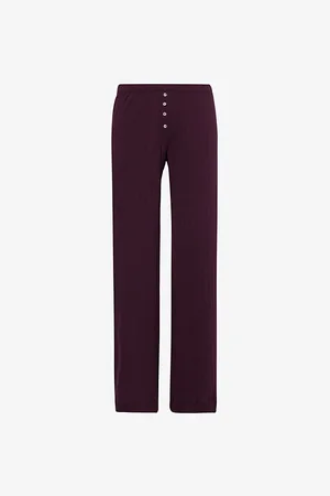 Leset Womens Pointtelle Wide-Leg Mid-Rise Cotton Trousers Xs
