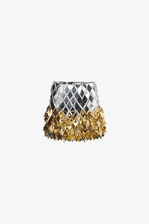 Paco rabanne Womens Rhombus-Design-Embellishment Woven Mini Skirt 8