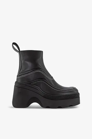 Miista Womens Annelise Contrast-Stitch Leather Heeled Ankle Boots Eur 36 / 3 Uk Women
