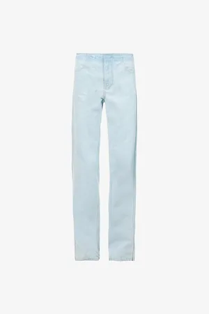 CHRISTOPHER ESBER Womens Deconstruct Faded Wash Straight-Leg Mid-Rise Denim Jeans 6