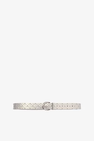 Maje Womens Stud-Embellished Quilted Leather Belt 8
