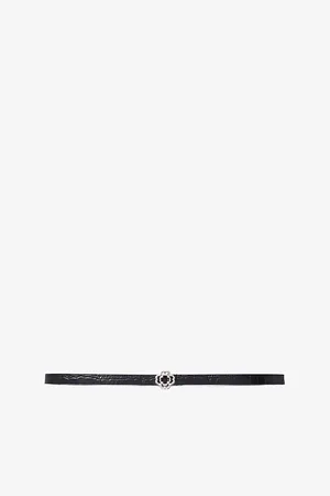 Maje Womens Clover Croc-Effect Slim Leather Belt 8