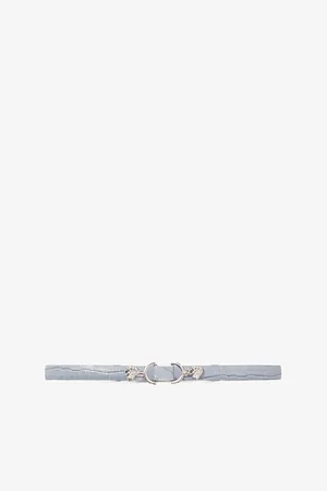 Maje Womens Embossed Crocodile-Effect Leather Slim Belt 8
