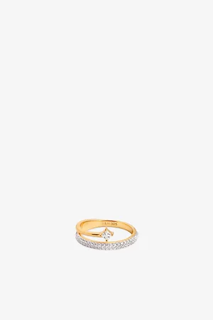 Astrid & Miyu Womens Pavé Crystal Illusion 18ct Yellow-Gold Plated Recycled Sterling-Silver and Cubic Zirconia Spiral Ring F