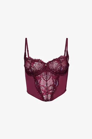 Savage X Fenty Womens Romantic Corded Metallic Underwired Lace Bustier Xs