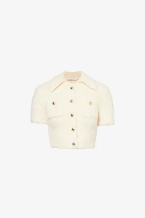 Self-Portrait Womens Slim-Fit Pointed-Collar Textured Wool-Blend Knit Top Xs
