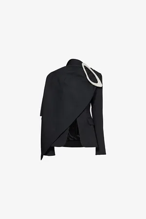 DAVID KOMA Womens Drape-Detail Jewel-Embellished Single-Breast Wool Blazer 8