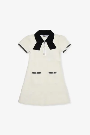 Self-Portrait Bow-Collar Embellished-Button Woven Dress 3-12 Years 5-6 Years