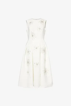 HUISHAN ZHANG Womens May Crystal-Embellished Stretch-Scuba Midi Dress 8