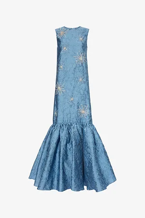 HUISHAN ZHANG Womens Amarice Crystal-Embellished Jacquard Maxi Dress 8