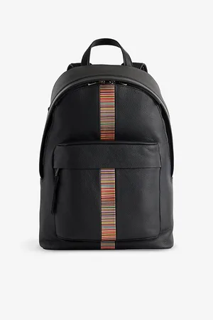 Paul Smith Mens Signature Stripe Grained Leather Backpack