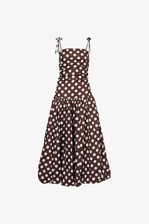Amy Lynn Womens Alexa Polka-Dot Cotton-Poplin Midi Dress 12