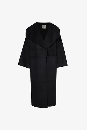 Totême Womens Signature Wrap-Over Wool-Blend Coat S