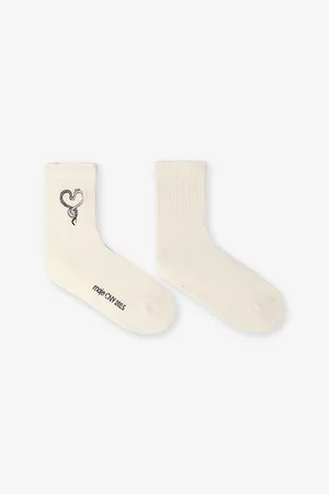 Maje Womens Snake-Embellished Ribbed Cotton-Blend Socks 1 Size