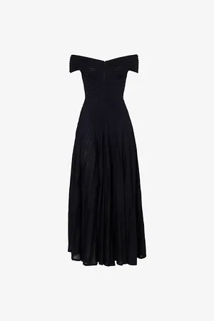 Alaïa Womens Noir V-Neck Sleeveless Wool Knitted Maxi Dress 8