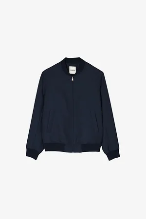 Sandro Mens Regular-Fit Ribbed-Collar Wool-Blend Bomber Jacket M