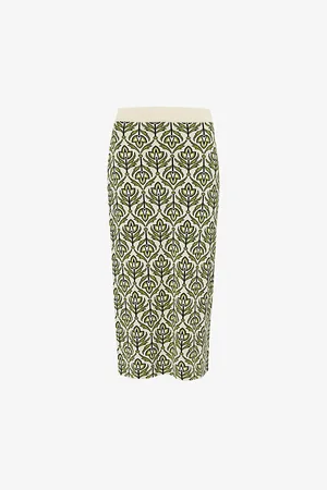 Max Mara Womens Lena Floral-Print Knitted Midi Skirt Xs