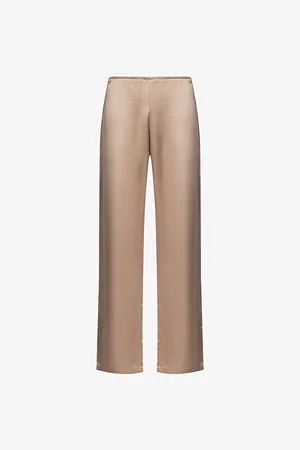 Leset Womens Barb Wide-Leg Satin Trousers Xs