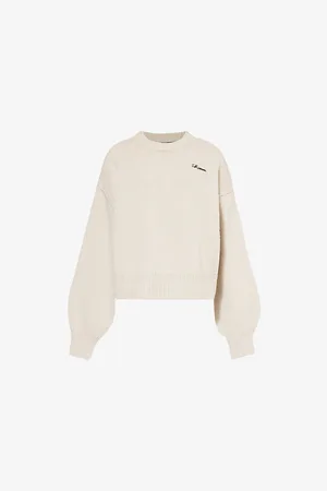 ROTATE Womens Relaxed-Fit Embroidered-Branding Wool-Blend Knit Jumper Xs