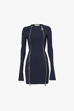 The Attico Womens Zipped Round-Neck Woven Mini Dress 6
