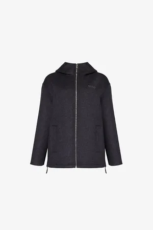 Gucci Womens Regular-Fit Hooded Wool-Silk Blend Coat 10