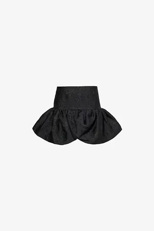 ROTATE Womens Floral-Pattern Draped-Balloon Jacquard Mini Skirt 8