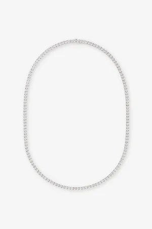 Hatton Labs Womens Classic Cubic Zirconia and 925 Sterling-Silver Tennis Chain Necklace 18In